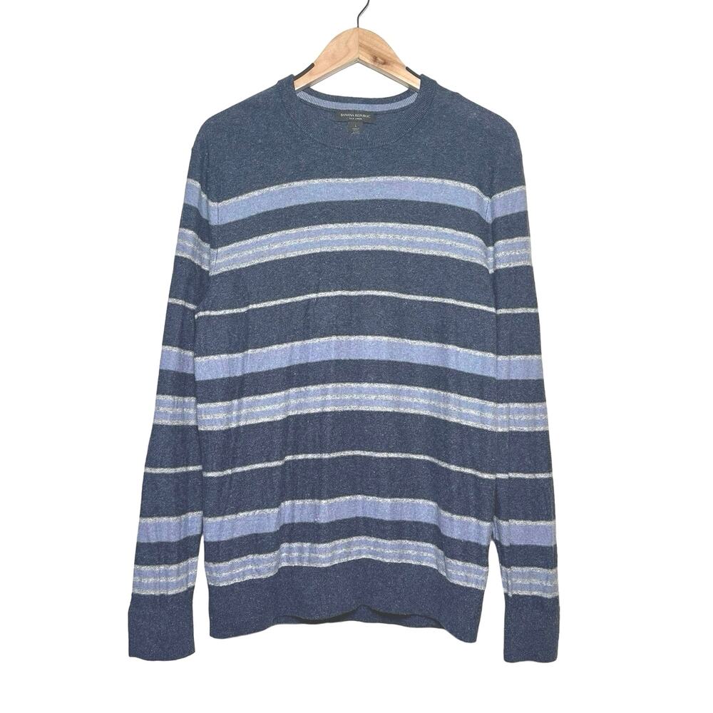 Banana Republic | Men | Silk Linen Blend Stripe Fall Long Sleeve Sweater | Large